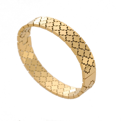 European and American cross-border honeycomb titanium steel hollow bangle fashionable niche design sense does not fade wholesale bracelet accessories wholesale