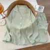 8541.6#Light Green [Cloud Cotton Long Sleeve Suit]