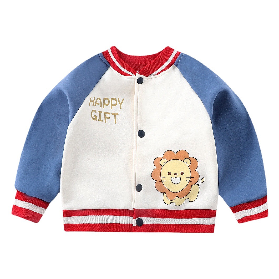New Children's Velvet Cardigan Boys and Girls Outdoor Sports Sweatshirt Korean Style Baseball Uniform Factory Direct Sale