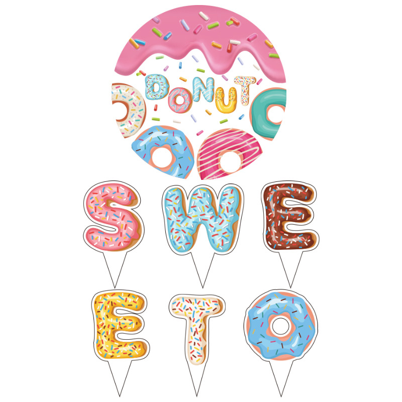 Traje de decoración de taza de papel desechable de Venta caliente transfronteriza donut traje de decoración de fiesta de cumpleaños para niños