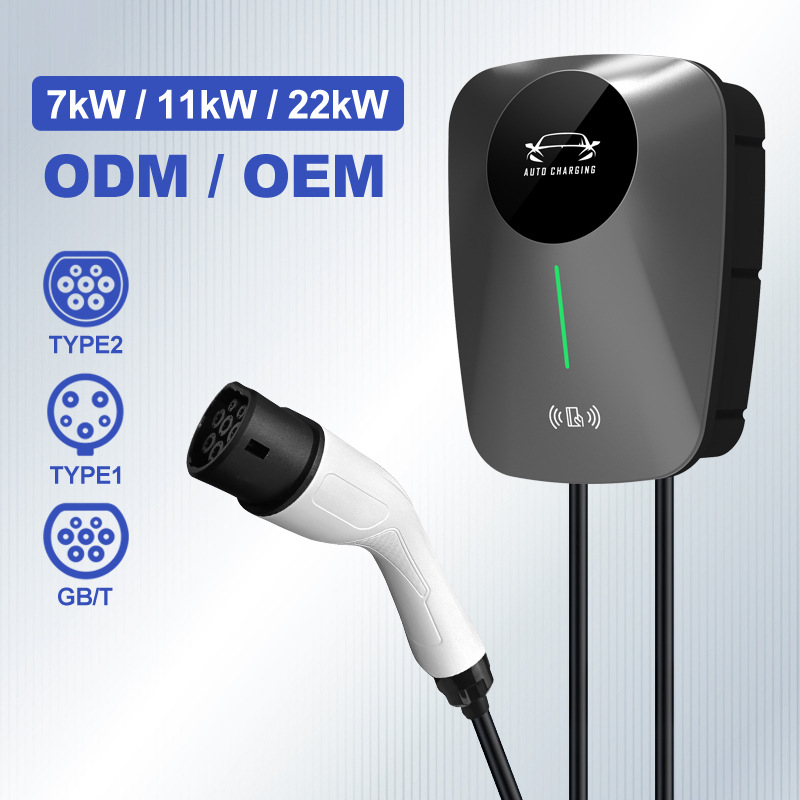 TYPE2 7KW household European standard charging station 11KW 22KW wall-mounted AC charging station with Bluetooth + WiFi for home use