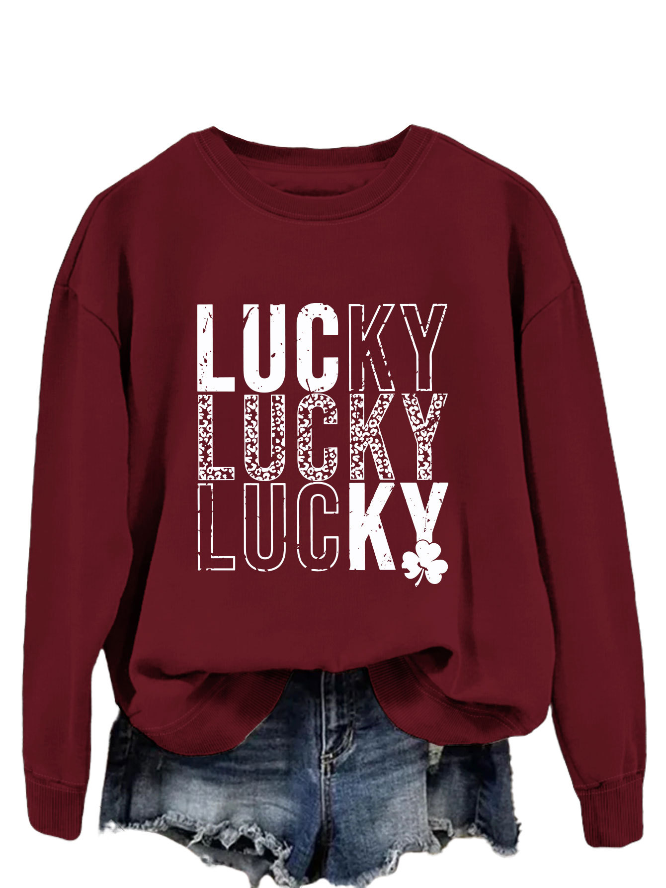 Women's Hoodies Long Sleeve Printing Streetwear Shamrock Letter display picture 40