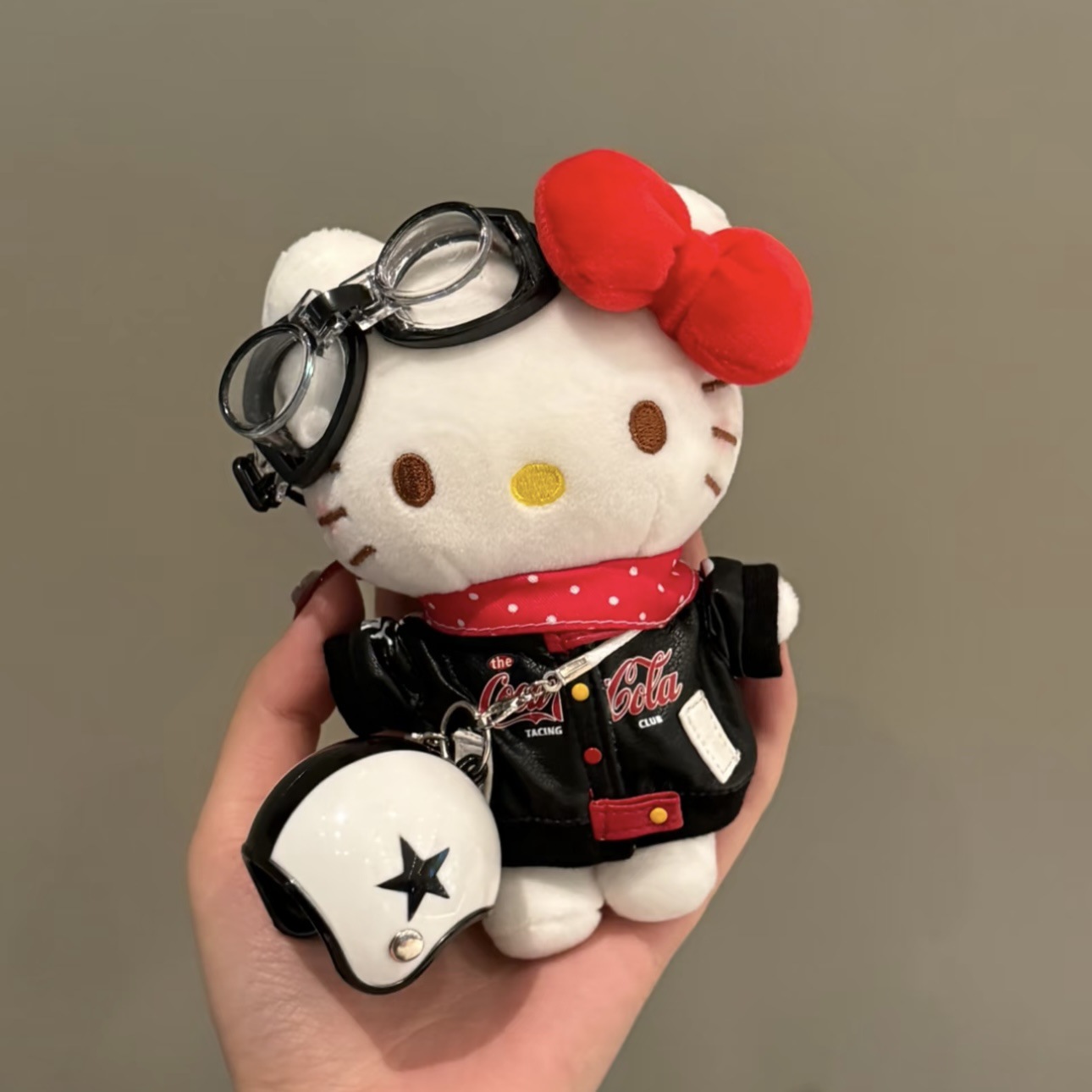 Genuino clásico KT Hello Kitty mochila bolso colgante dibujos animados lindo hellokitty llavero muñeca de felpa mujer