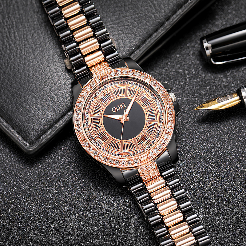Relógio de quartzo clássico masculino com roda solar não mecânica e pulseira de aço incrustada com diamantes_voghion.com