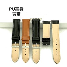 现货批发快拆平纹表带适用iwatch苹果华为22mm仿皮开关生耳手表带