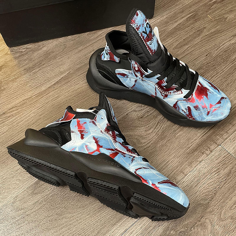 Y3 Shoes Magic Blue Red Leather Torre Shoes Men's Graffiti All-Match Thick Sole Height Increasing Couple's Casual Sports Running Shoes