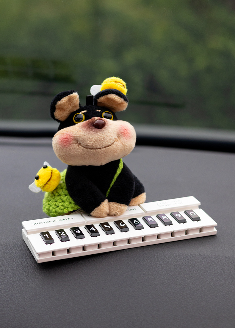Gulu Handmade Original Bee Dog Girls' Temporary Parking Number Plate - High-End Creative Car Moving Phone Number Sign