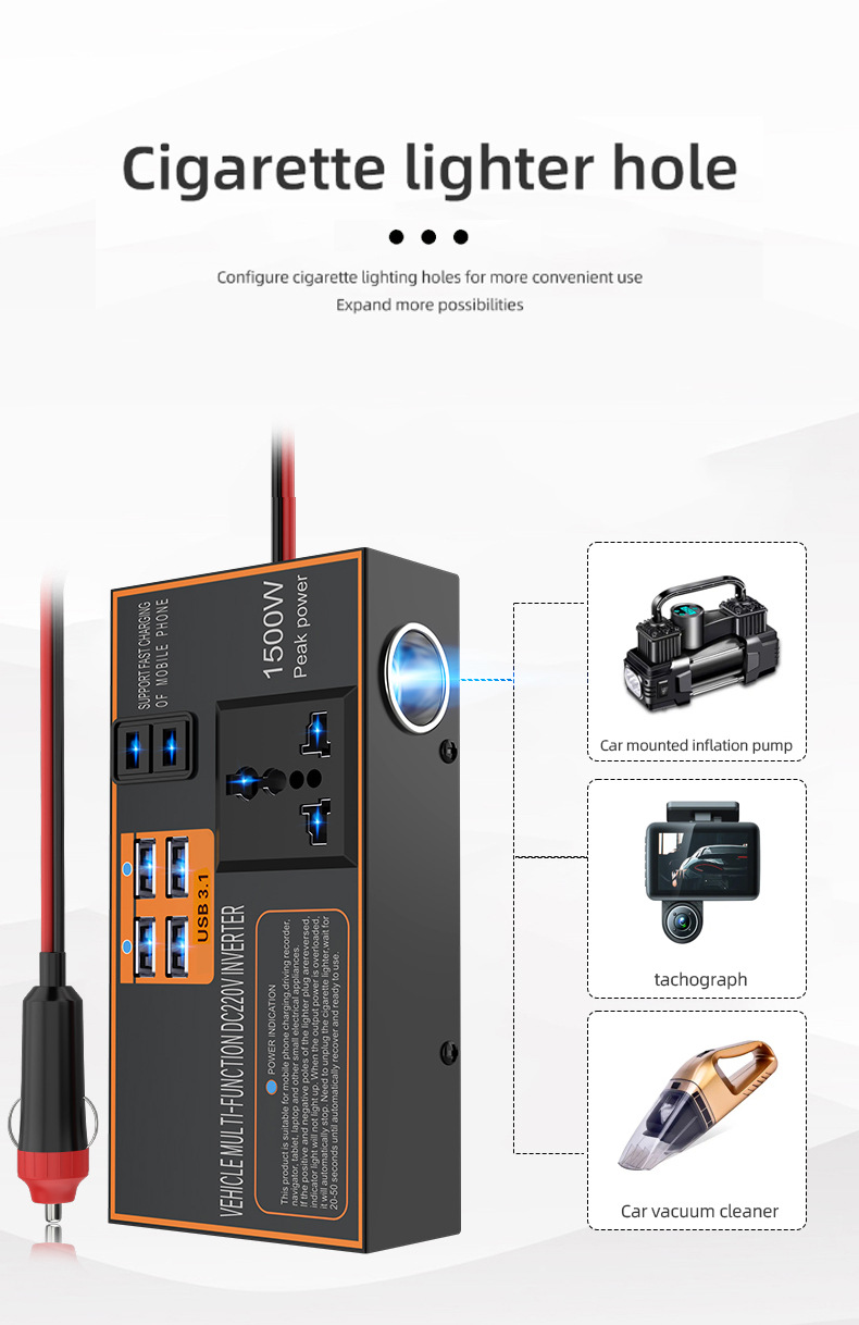Car Inverter 12v24v to 220v High Power Universal Car Charger for Cars and Trucks