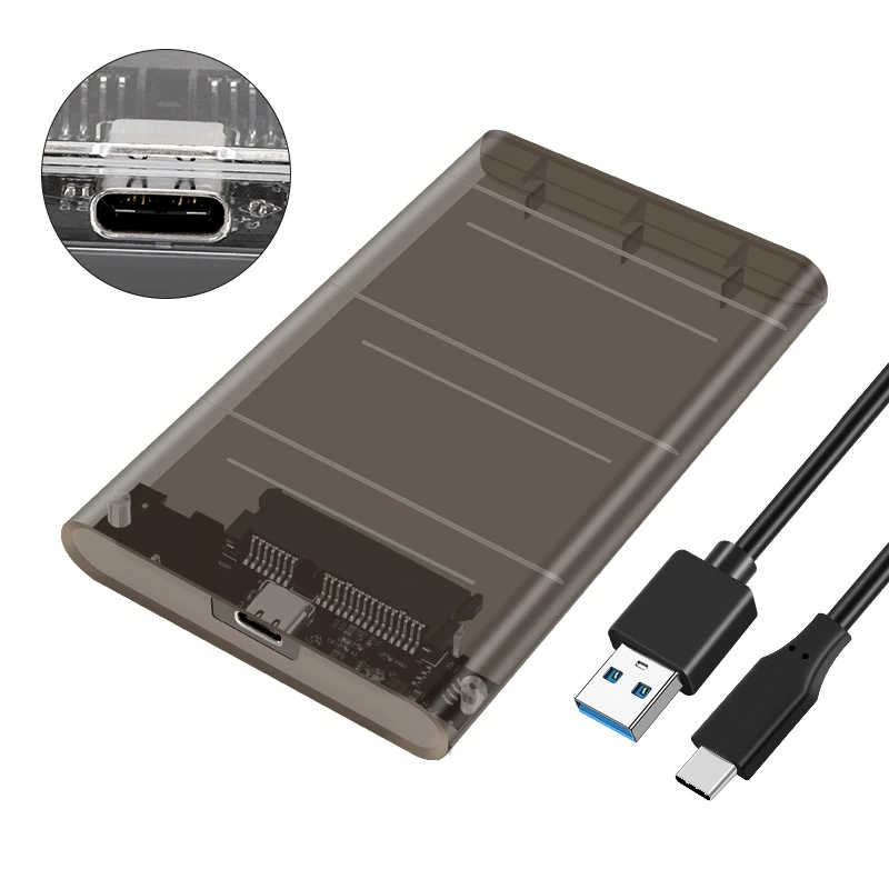 Корпус для 2.5" SSD Type-C 3.1 фабричная продажа, механический USB3.1 выдвижной прозрачный мобильный корпус для жесткого диска