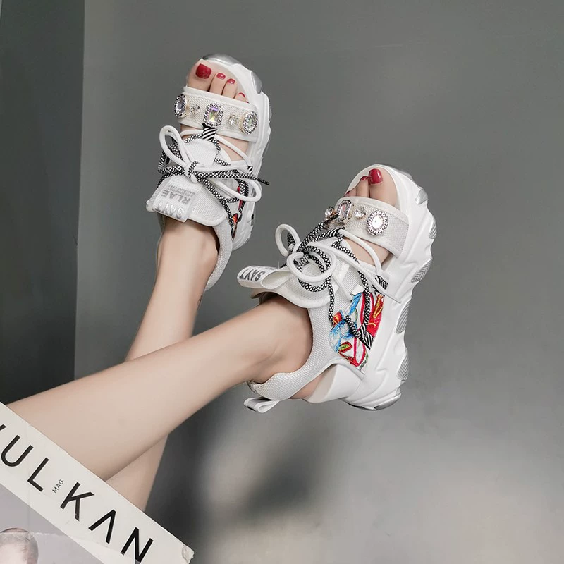 Классические Korean-Style Platform Sandals для лета, обувь высокого стиля отдыха, сезон 2021 – синий или серебристый