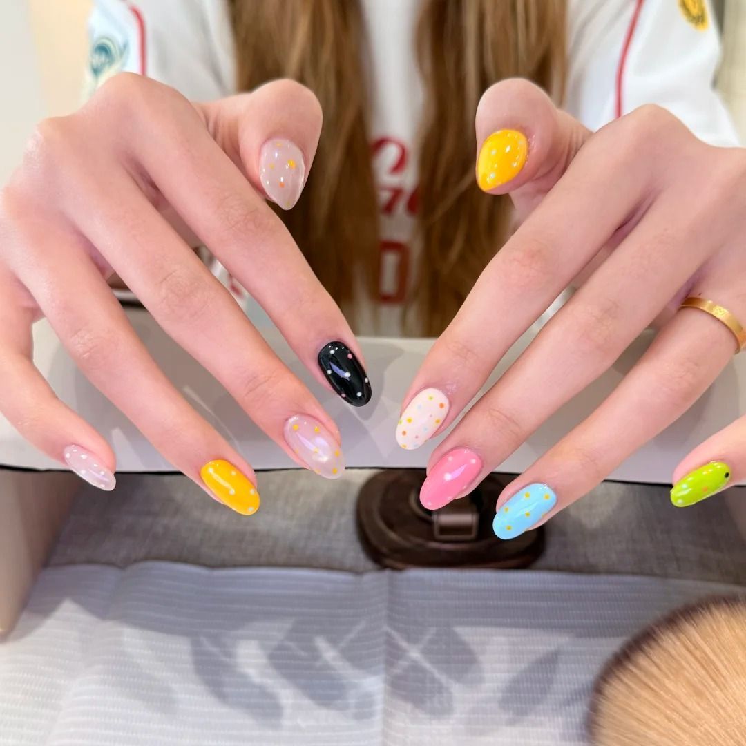 Verano dopamina corta uñas de uñas uñas altas lunares franceses tinte rojo temperamento dulce chica caliente estudiante