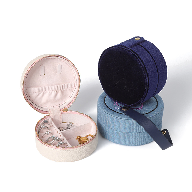 Alhajero Portátil de Viaje de Cuero PU Portátil para Anillos y Collares