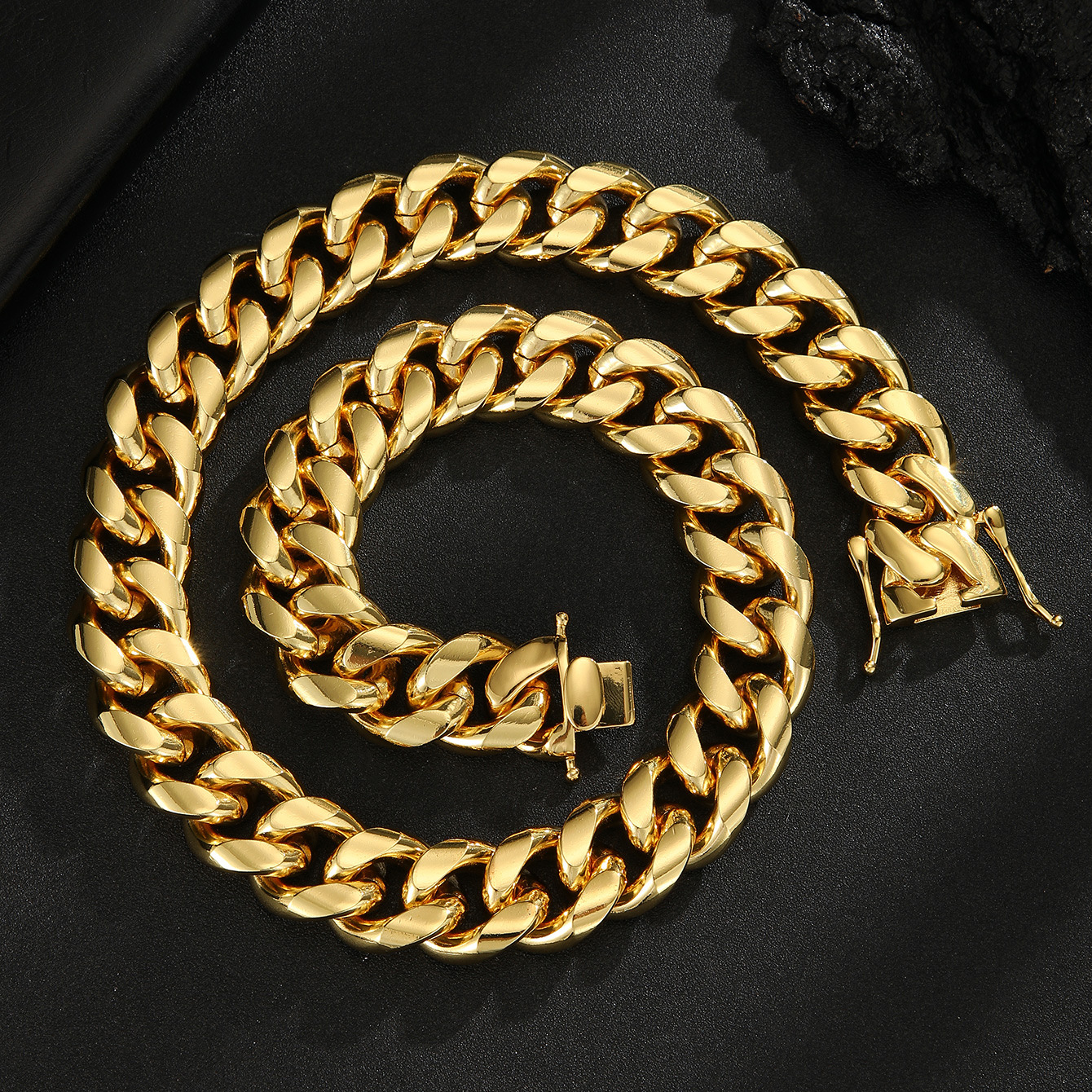Hombre hip hop europeo y americano 6 - 22 mm de acero inoxidable de varios tamaños, molienda redonda, cabeza de dragón encriptada, collar de pulsera cubana