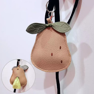 South Korea New Portable Dog Walking Bag PU Leather Feces Picking Garbage Bag Storage Bag Traction Rope Hanging Bag Pet Picking Bag