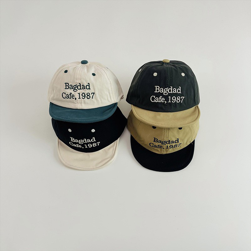 ins sombrero de boca de pato para bebés coreanos retro letras extranjeras bebés sombrero de ala suave para bebés viajar sombrero de sombra de marea