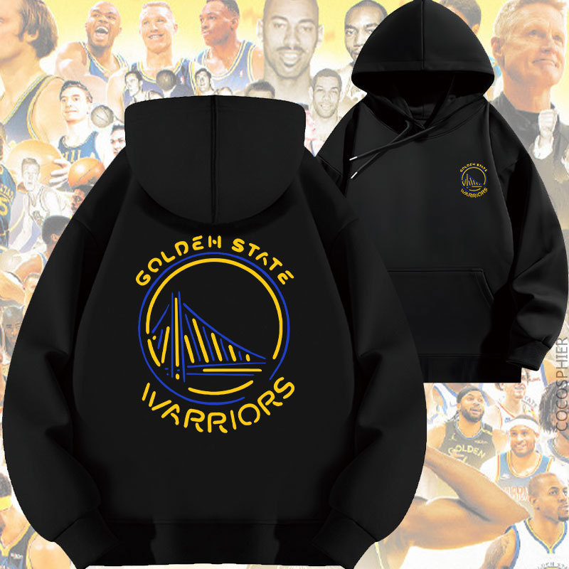 Warriors Star Printed Hooded Sweatshirt Trendy Brand Loose Autumn Base Shirt Basketball Fleece Thickened Top