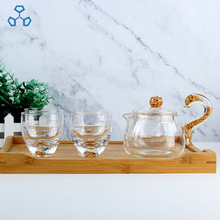 中式轻奢耐热玻璃茶具套装镶金鹅颈茶壶功夫茶具泡茶器具