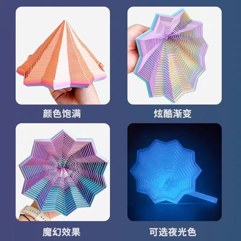 跨境3D打印解压星星视错觉感官烦躁之星多边形萝卜塔螺旋立体桌面|undefined