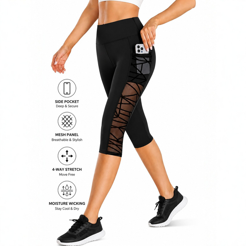 European and American Amazon Mesh Pocket Capri Pants, Butt-Lifting Velvet Mesh Yoga Pants, Leggings, Plus-Size Women's Pants Manufacturer European and American Amazon Mesh Pocket Capri Pants, Butt-Lifting Velvet Mesh Yoga Pants, Leggings, Plus-Size Women's Pants Manufacturer