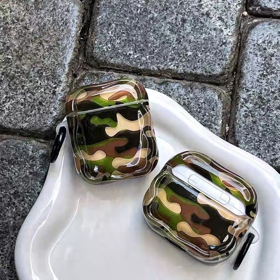 Camuflado verde militar para AirPodspro2 Apple Bluetooth cubierta nueva AirPods 4 generación de auriculares cubierta 5
