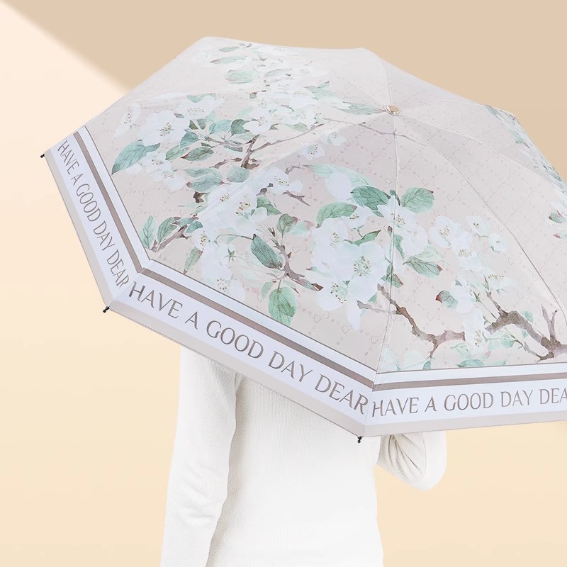 Xiaohongshu 二層両面花ビニール日傘日焼け止め UV 折りたたみ晴雨油絵兼用リバースサンシェード|undefined