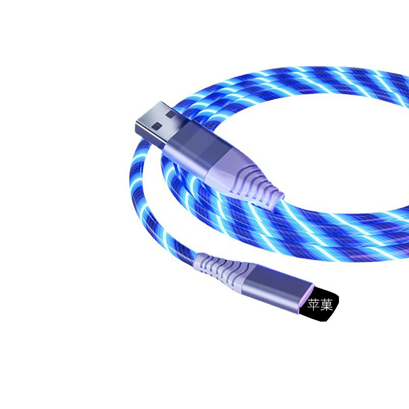 Cable DE DATOS DE streamer tres en uno para Android Apple tipo-c teléfono móvil colorido luminoso carga rápida cable multifunción