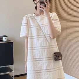 女装减龄小香风连衣裙女2026夏季新款宽松遮肉气质镂空蕾丝裙子女