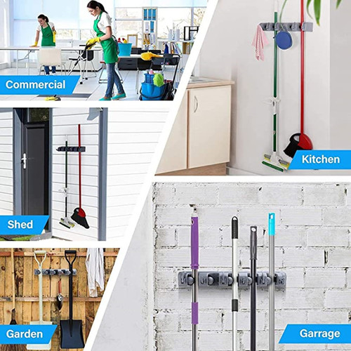 Factory Direct Sale Mop Stand Home Goods Mop Holder Multifunctional Mop Hook Magic Mop Stand
