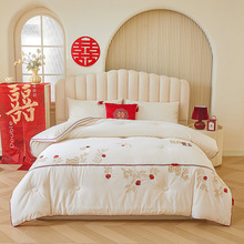 2025新款60s喜来运转婚庆羽丝棉被子喜被绣花冬被全棉立体边