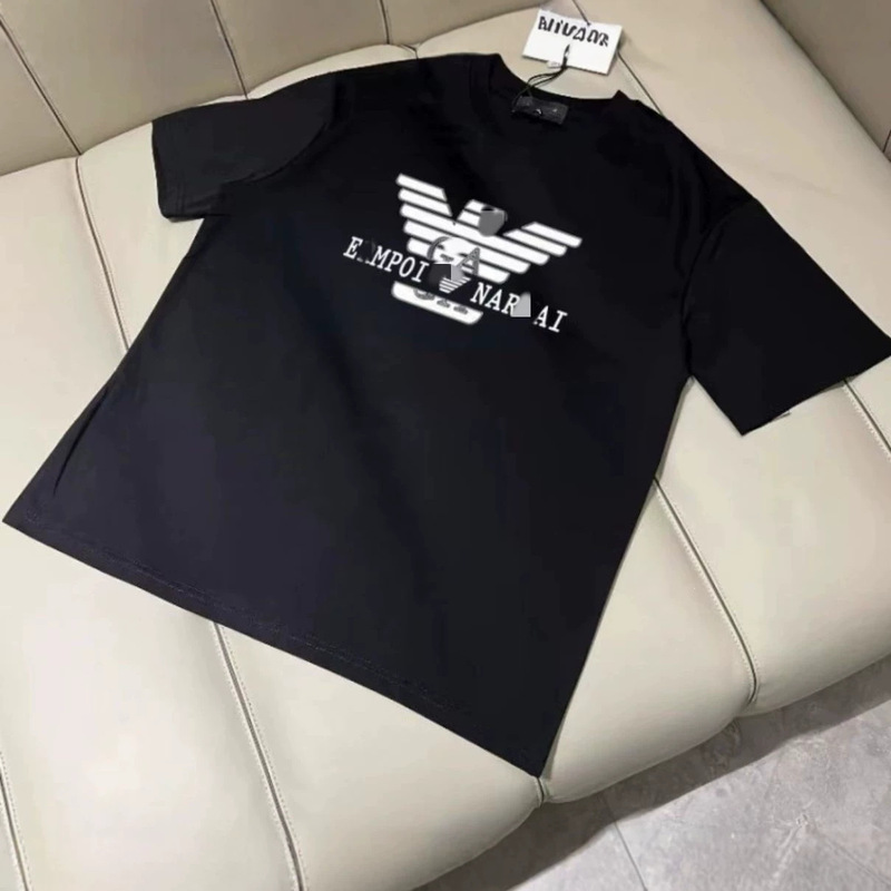 Cross-Border Direct Supply of Ea Pure Cotton Men's Short-Sleeved T-Shirt, Round Neck Pullover, Summer Sweat-Absorbent Casual Sports Top T-Shirt