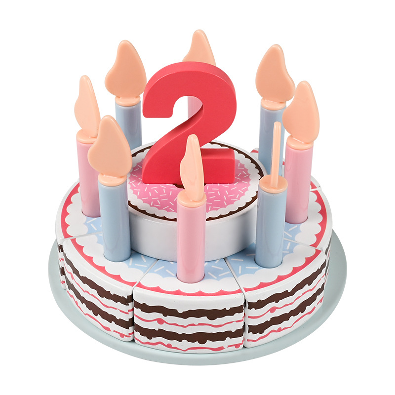 Niños de madera pastel de cumpleaños simulado interactivo padre-hijo juguetes de regalo de cumpleaños social para niños y niñas