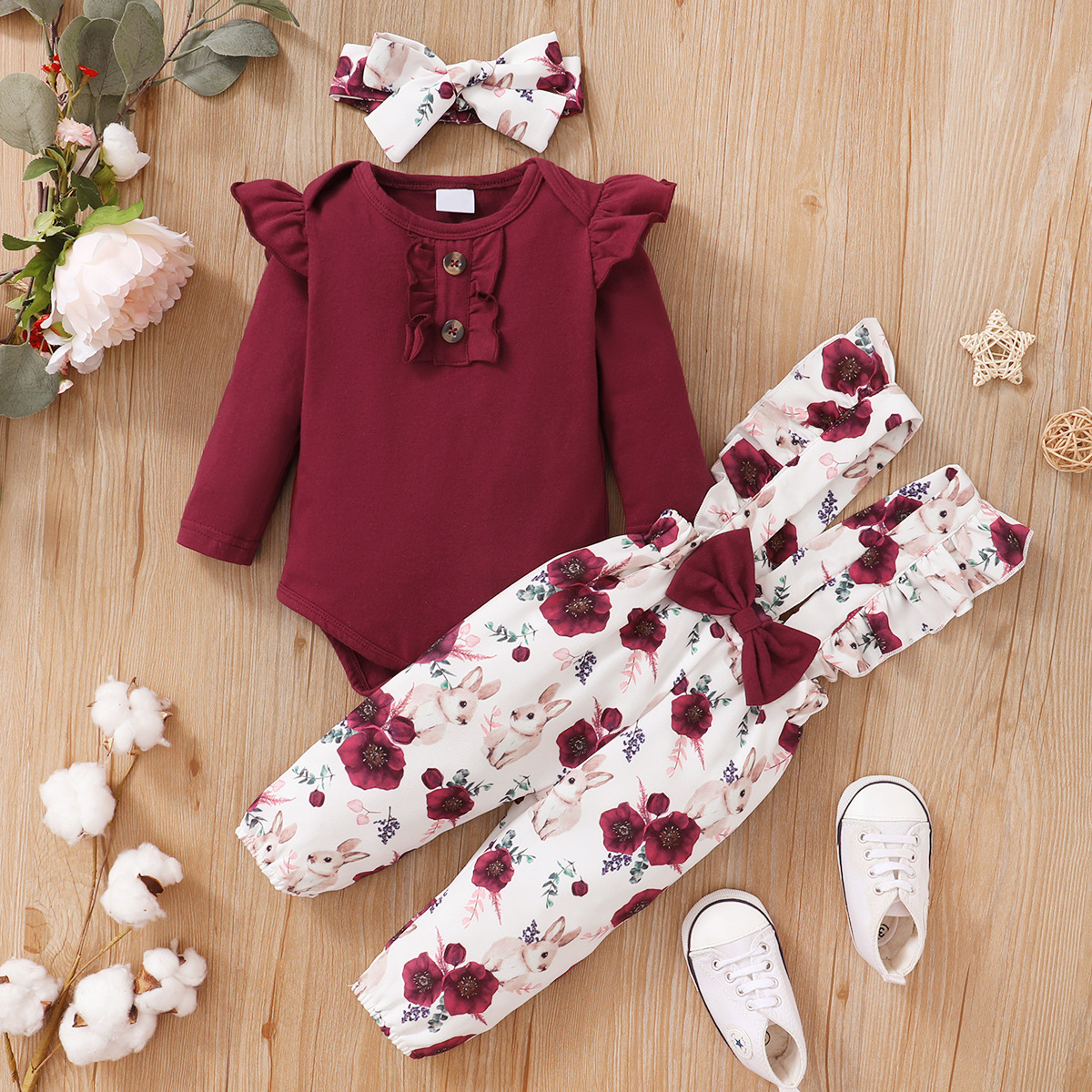144g Weight Retro Flower Girls Clothing Sets