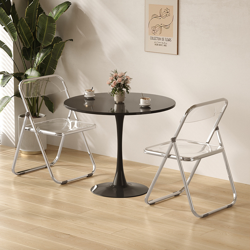 White Small Round Table Tulip Balcony Shop Negotiation Table and Chair Combination Small Dining Table Leisure Milk Tea Coffee Table