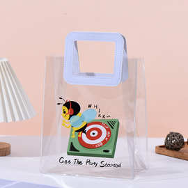 透明pvc手提袋定 制ins风时尚单肩果冻包印刷logo礼品塑料手提袋