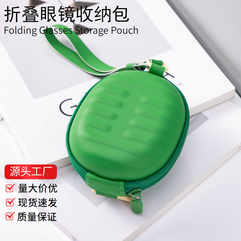 New Foldableing Sunglasses Glasses Cosmetics Bag, Personalized Asymmetrical Zipper, Oval Wrist Bag, Trendy Ready Stock