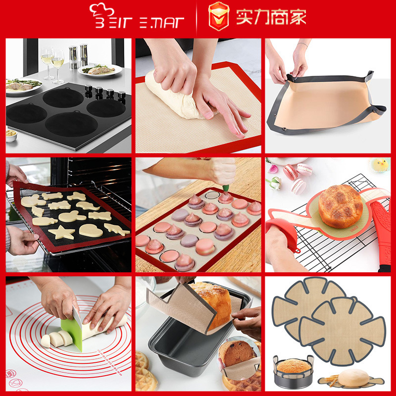 Baking mat耐高温焙煎オーブン焼きパッドクッキーオーバーフロー防止パッドボタン付きシリコンベーキングパッド|undefined
