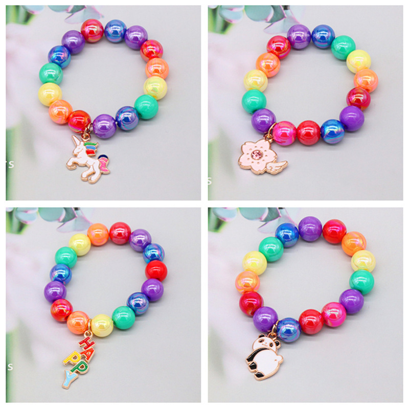 Children's bracelet cute cartoon little girl bracelet baby accessories rainbow beaded alloy dripping bracelet