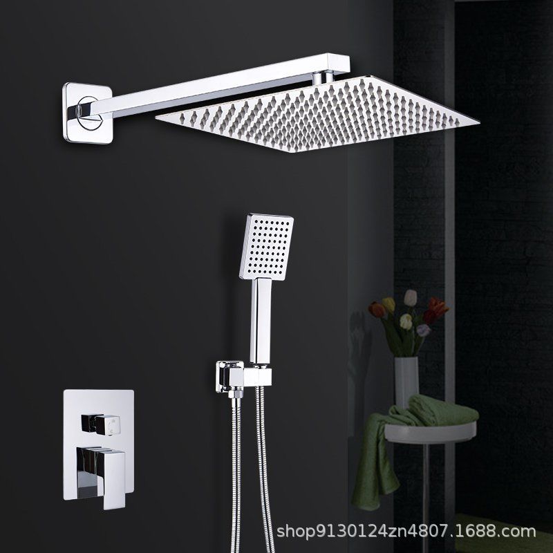 Juego de ducha caliente y fría empotrada oculta simple ducha de pared negra comercio exterior fábrica transfronteriza al por mayor