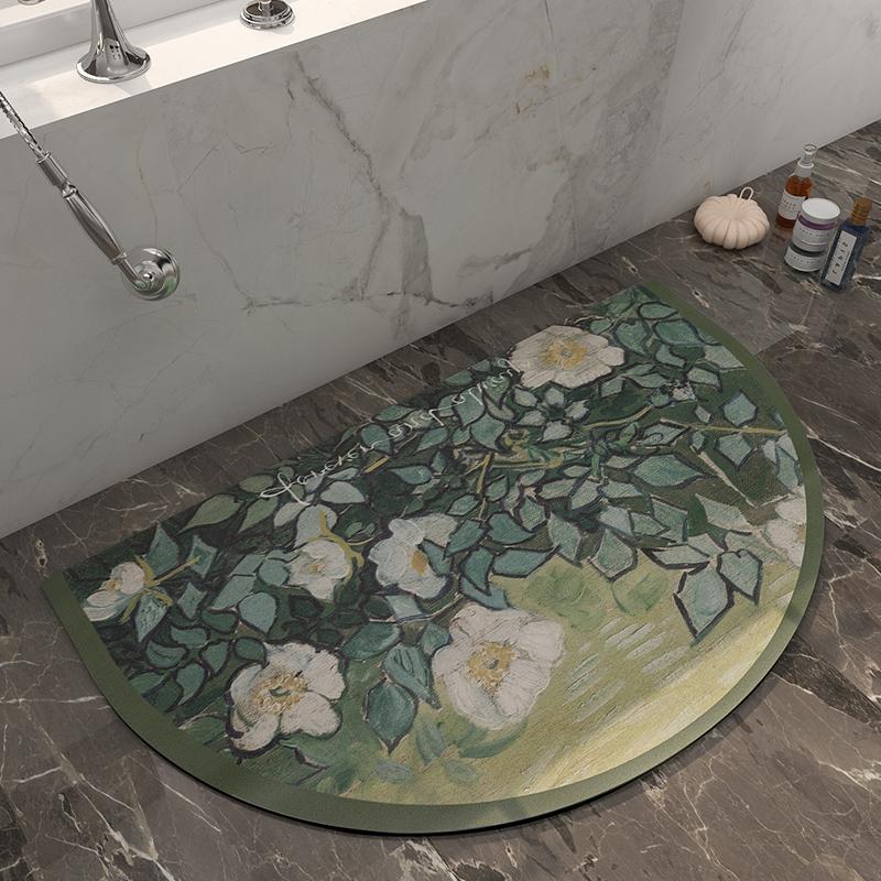 van gogh Oil Painting TOILET door mat non-slip water uptake carpet Shower Room door mat toilet Doorway Diatom mud Cushion