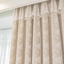 卧室窗帘遮光奶油风布纱一体奶茶色少女飘窗落地窗欧式小清新双层
