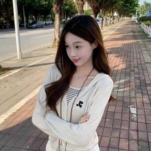 韩国代购Restandrecreation秋季假两件针织衫连帽毛衣开衫上衣女