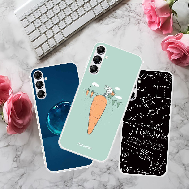 For Samsung A14 5G Phone Case Painted Transparent tpu Soft Case Cartoon Cute Small Fresh Color Devil Cat