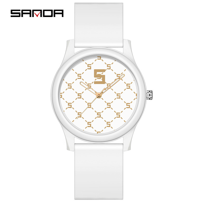 Reloj electrónico de silicona de malla de arco iris Sanda para estudiantes de secundaria hombres y mujeres de moda minimalista reloj de pareja impermeable de moda