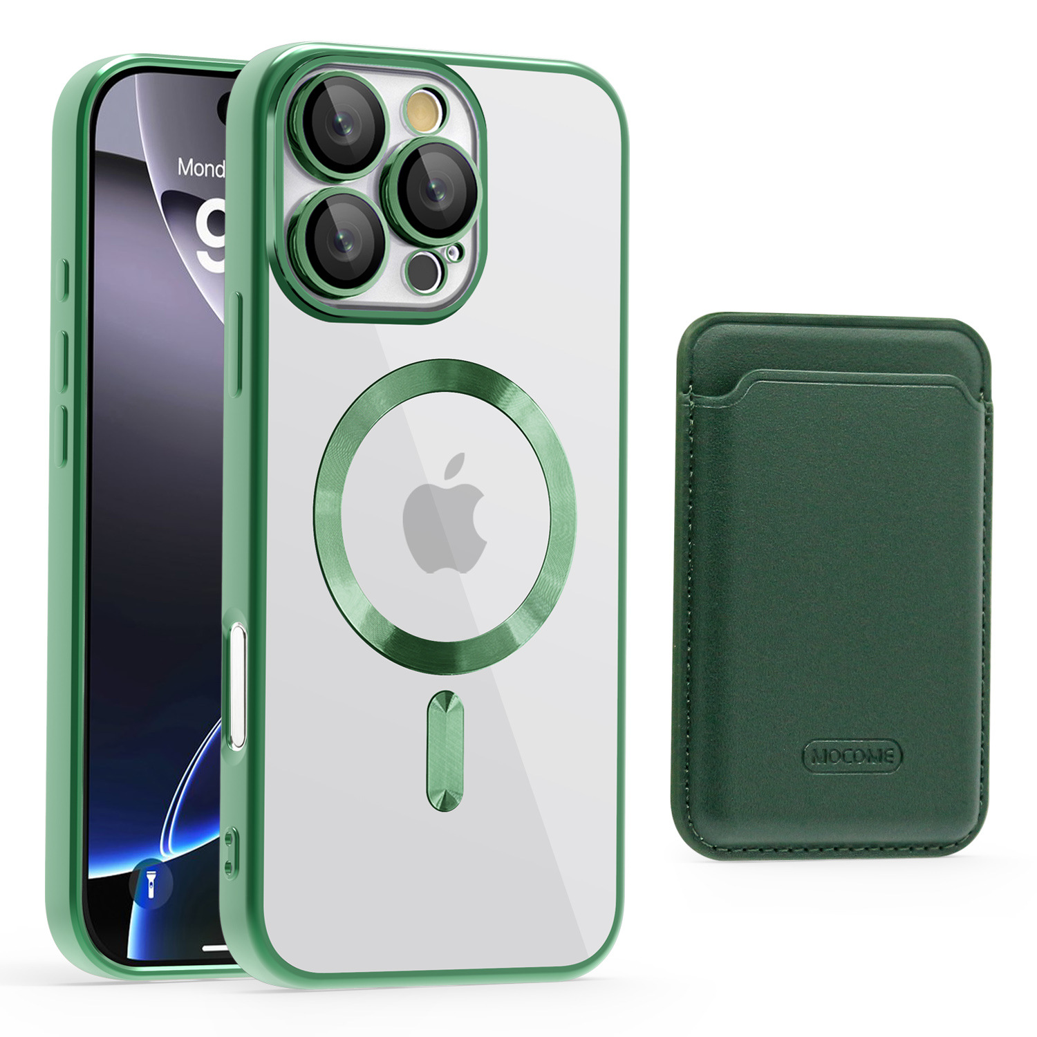 Gold Shield CD Magnetic Case + Card Bag para iPhone16 Apple 15PM Case a prueba de caídas transfronterizas