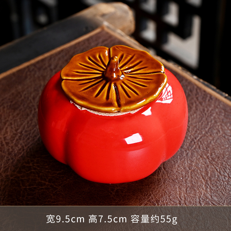 クリエイティブ柿茶葉缶柿柿如意喜糖缶陶磁器シミュレーション柿缶ビジネスイベントプレゼント卸売り|undefined