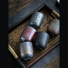 围炉煮茶日式茶杯家用陶瓷窑变品茗杯粗陶主人杯复古单杯功夫茶具