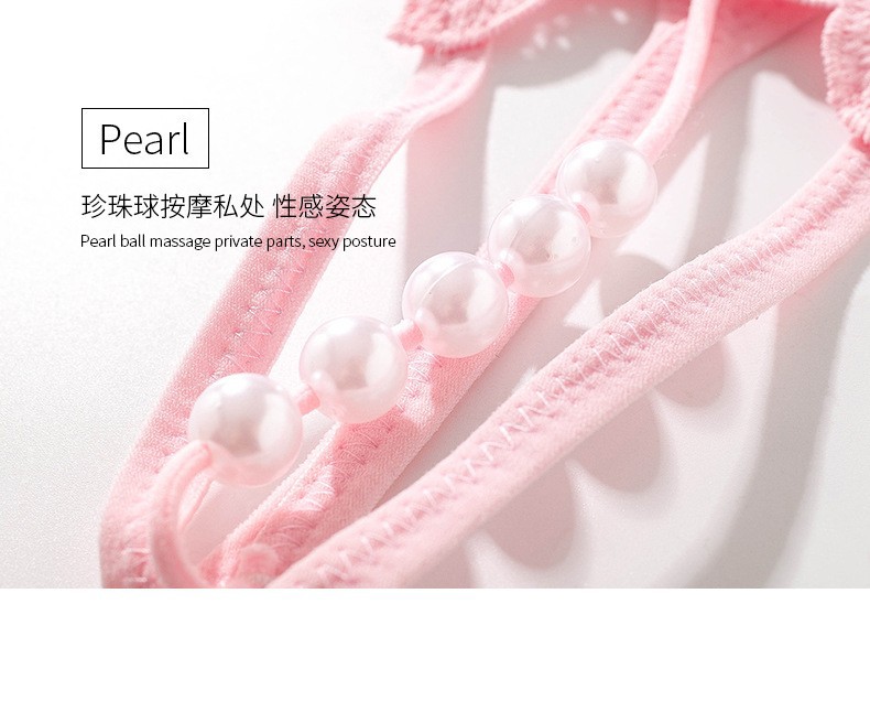 Women’s Seamless Thong with Pearl Massage Detail, Pink, One Size — detail image 7