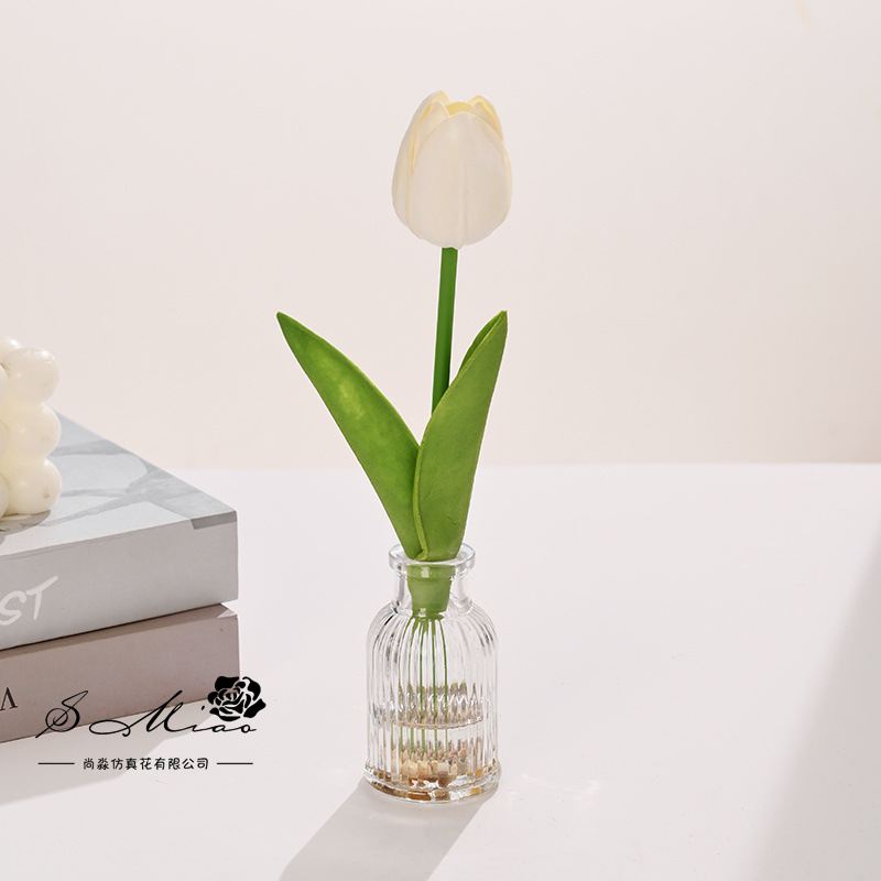 Flores falsas de vidrio de agua falsas tulipanas bonsai flor de moda decoración creativa plantación verde artificial simulación maceta image 4