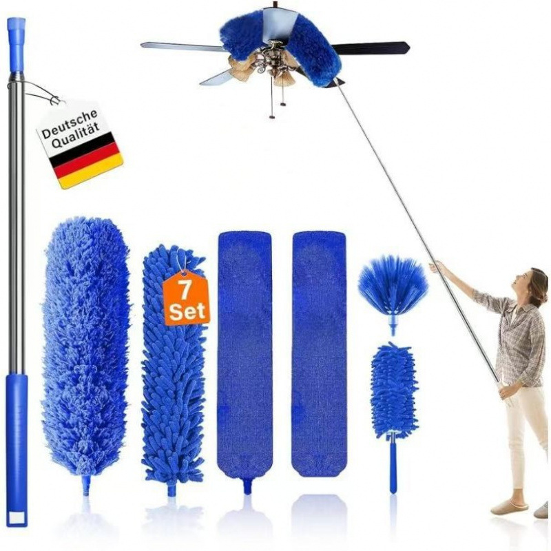 Telescopic Pole Microfiber Chenille Ceiling Fan Cleaning Dust Remover Dust Brush Feather Duster Set for Home Use