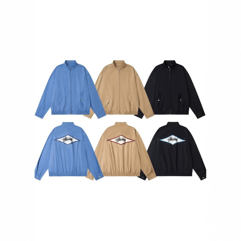 Cross-Border Trendy Brand Stussy Ss25 Classic American Letter-Print Harrington Retro Jacket